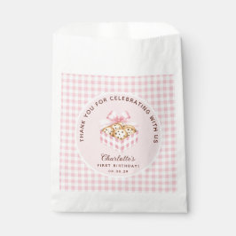 Een lief koekjesmeisje eerste verjaardagsfeestje bedankzakje