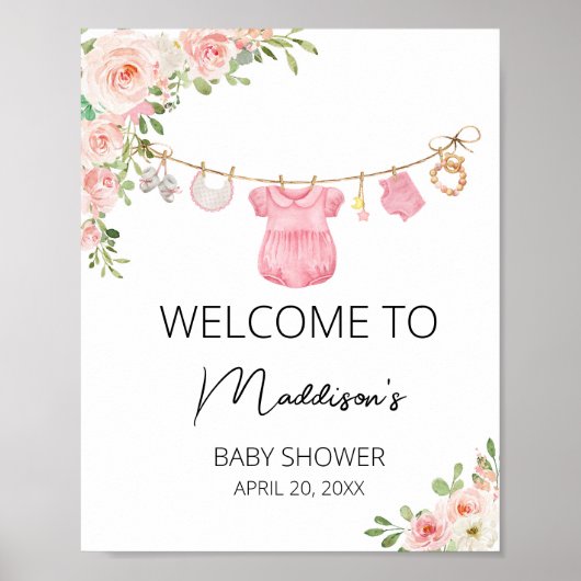 Een lief meisje babykleding Baby shower welkom Poster (Voorkant)