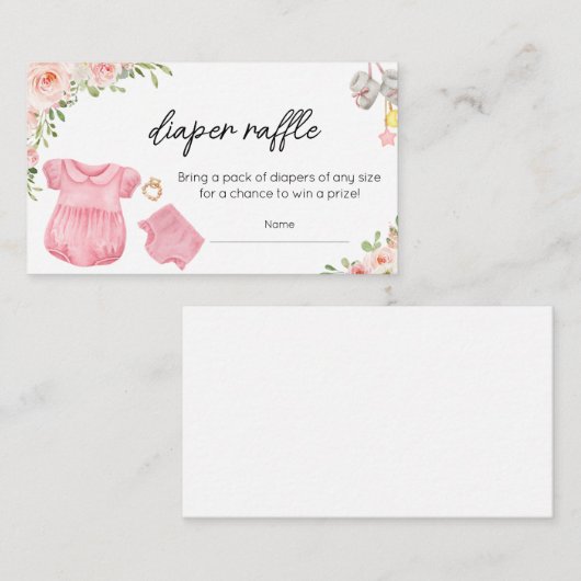 Een lief meisje babykleding luier loterij informatiekaartje (Voorkant / Achterkant)