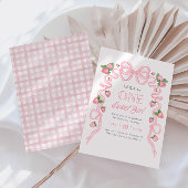 Een lief meisje | Strawberry Pink Bow 1e verjaarda Kaart