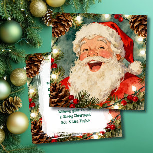 Een lief, ouderwetse Kerstman en kerstgedicht Feestdagenkaart