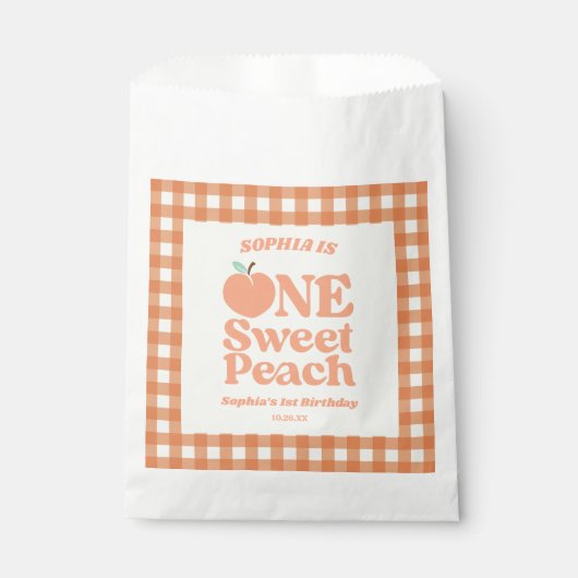 Een lief perzik Sinaasappel eerste 1e verjaardagsf Bedankzakje (Voorkant)