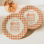 Een lief perzik Sinaasappel eerste 1e verjaardagsf Papieren Bordje<br><div class="desc">Dit is een One Sweet Peach Sinaasappel Eerste 1e Verjaardagsfeestje Papier Borden!</div>