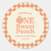 Een lief perzik Sinaasappel eerste 1e verjaardagsf Ronde Sticker (Voorkant)