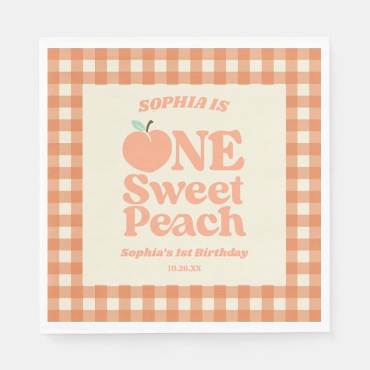 Een lief perzik Sinaasappel eerste 1e verjaardagsf Servet (Voorkant)