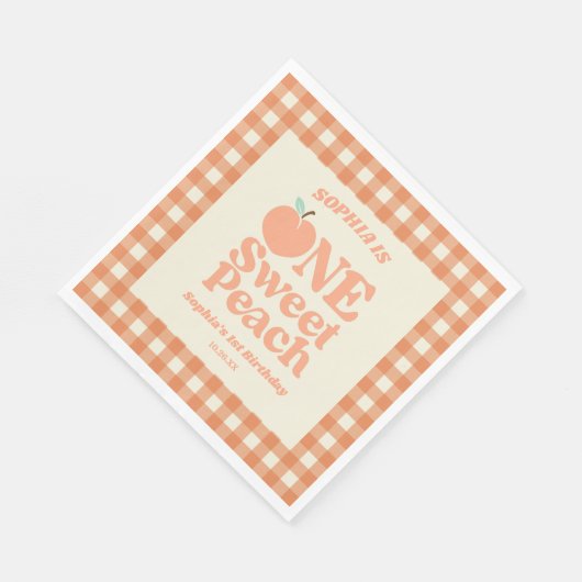 Een lief perzik Sinaasappel eerste 1e verjaardagsf Servet (Hoek)