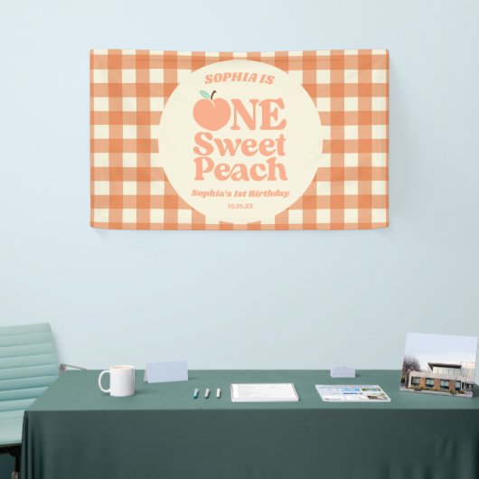 Een lief perzik Sinaasappel eerste 1e verjaardagsf Spandoek (Beurs)