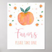 Eén lief perzik verjaardagsfeestje gunstteken poster (Voorkant)