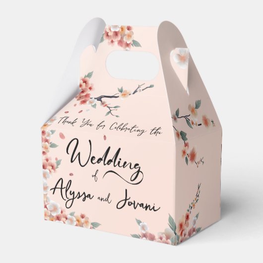 Een liefde die opbloeit onder de kersenbomen bedankdoosjes (Achterkant)