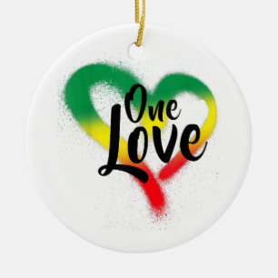 Eén Liefde Eén Hart Reggae Vibes Keramisch Ornament