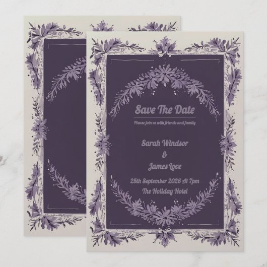 Een liefde in bloei lavendel bruiloft uitnodiging (Voorkant / Achterkant)