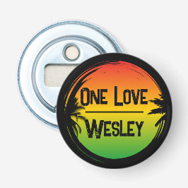 Een liefde Jamaicaanse Rasta Tropical Palms Button Flesopener