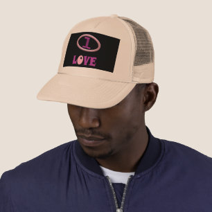 Eén liefde paarse roze en zwart design trucker pet