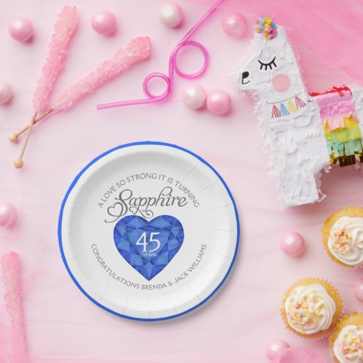 Een liefde zo sterk saffier bruiloft partij borden papieren bordje (Feest)