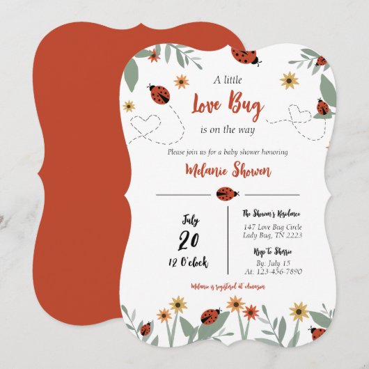 Een Liefdekever Baby Shower Uitnodiging (Voorkant / Achterkant)