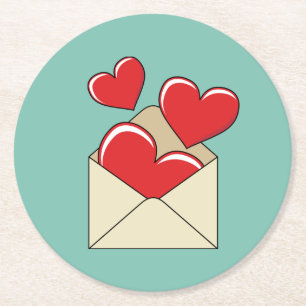 Een liefdesbrief ronde kartonnen onderzetter