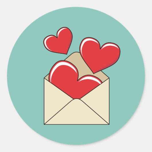 Een liefdesbrief ronde sticker (Voorkant)
