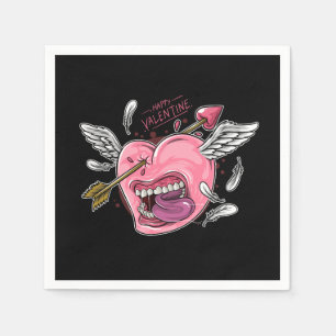 Een liefdeshart met lippen en vleugels die worden  servet