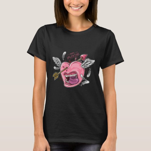 Een liefdeshart met lippen en vleugels die worden  t-shirt (Voorkant)
