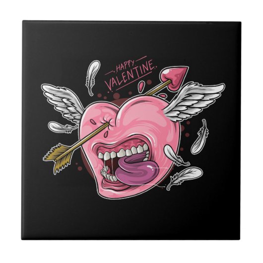 Een liefdeshart met lippen en vleugels die worden tegeltje (Voorkant)