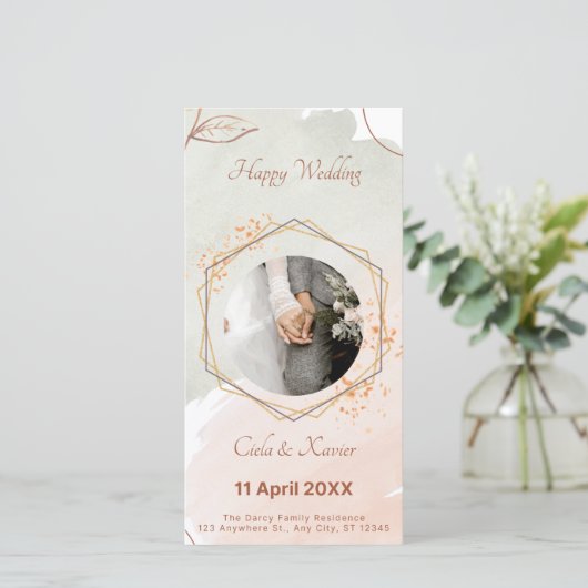 Een liefdesverhaal dat in april bloeit, Trouwkaart (Staand voorkant)