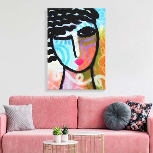 Een liefdevol Abstract digitaal portret van een vr Canvas Afdruk (Insitu (Woonkamer))