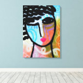Een liefdevol Abstract digitaal portret van een vr Canvas Afdruk (Insitu (Houten vloer))