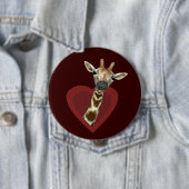 Een liefdevol hart voor Giraffes Ronde Button 4,0 Cm (In situ)