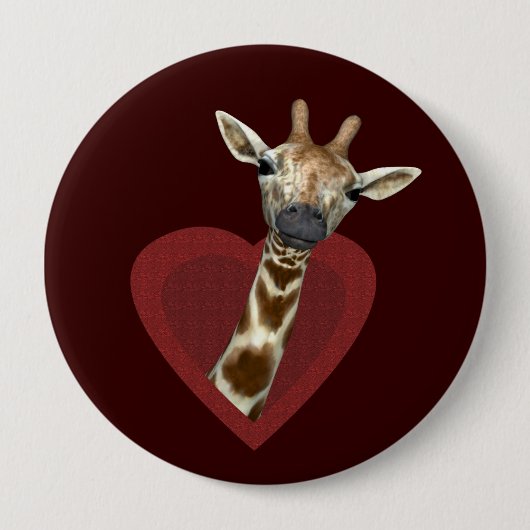 Een liefdevol hart voor Giraffes Ronde Button 4,0 Cm (Voorkant)