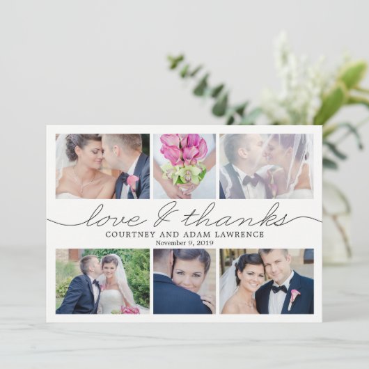 Een liefdevol schrijven bruiloft Dank je fotokaart Bedankkaart (Staand voorkant)