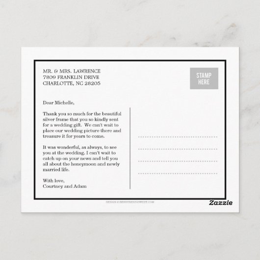 Een liefdevol schrijven bruiloft Hartelijk dank -  Briefkaart (Achterkant)