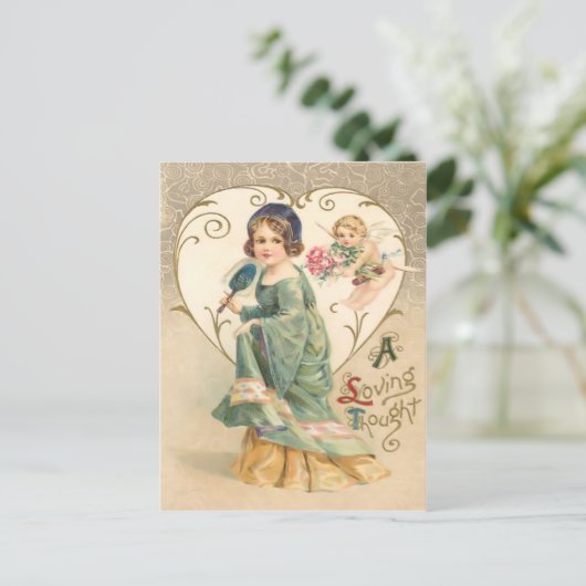 Een liefdevolle gedachte  Valentijn Briefkaart (Staand voorkant)