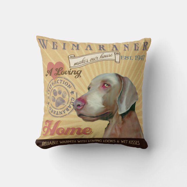 Een liefdevolle weimarer maakt ons huis kussen (Voorkant)