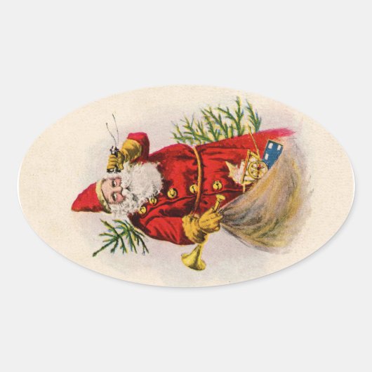 Een liefhebbende groet van de Kerstman Ovale Sticker (Voorkant)