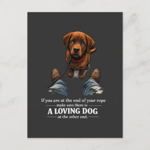 Een liefhebbende hond is nodig als je aan het eind briefkaart