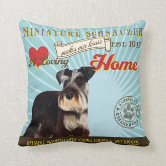 Een liefhebbende miniatuur Schnauzer maakt ons hui Kussen