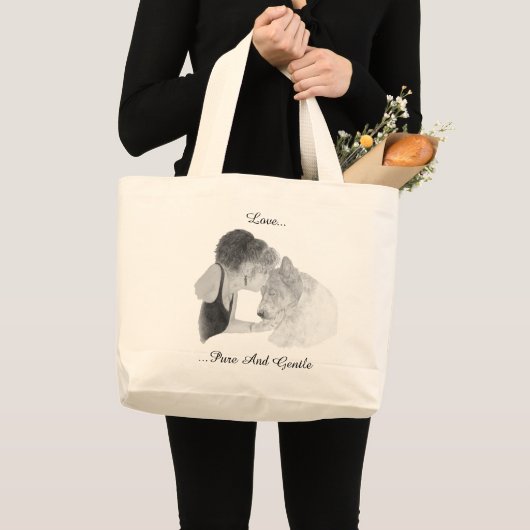 Een liefhebbende tekening van een meisje dat een k grote tote bag (Voorkant (product))