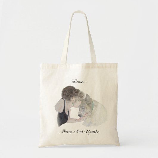 Een liefhebbende tekening van een meisje dat een k tote bag (Voorkant)