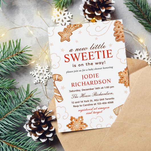 Een liefje is onderweg met kerstkoekje Baby shower Kaart