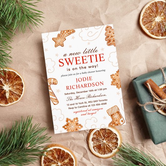 Een liefje is onderweg met kerstkoekje Baby shower Kaart