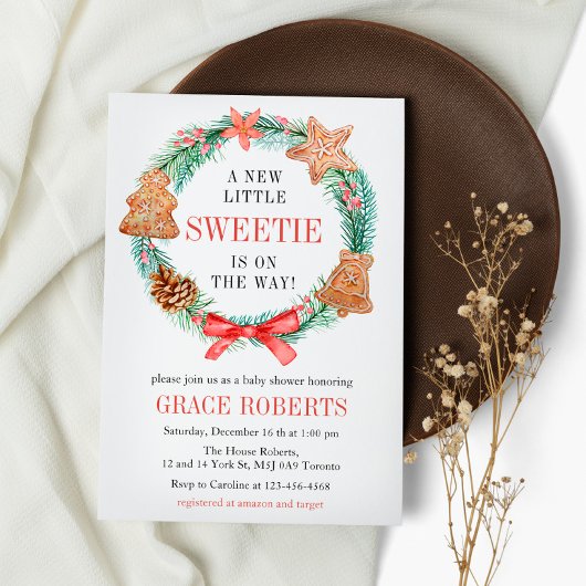 Een liefje is op weg Cookie Christmas Baby shower Kaart