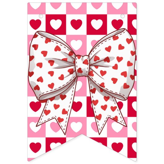 Een liefje, roze en rood hart vlaggetjes (Eerste vlag)