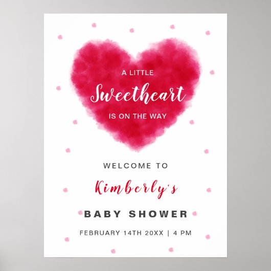 Een Liefje Valentijns Baby shower Welkom Poster (Voorkant)