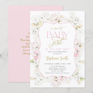 Een lieve Baby Girl Hydrangea Baby shower Uitnodig Kaart