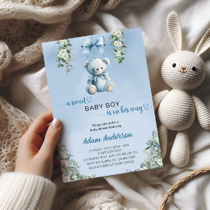 Een lieve baby is onderweg – Beer Baby shower Kaart