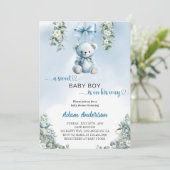 Een lieve baby is onderweg – Beer Baby shower Kaart (Staand voorkant)