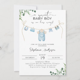 Een lieve baby jongen is onderweg Laundry Blue Kaart