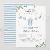 Een lieve baby jongen is onderweg Laundry Blue Kaart (Voorkant / Achterkant)