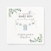 Een lieve baby jongen is onderweg Laundry Blue Servet (Voorkant)