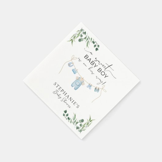 Een lieve baby jongen is onderweg Laundry Blue Servet (Hoek)